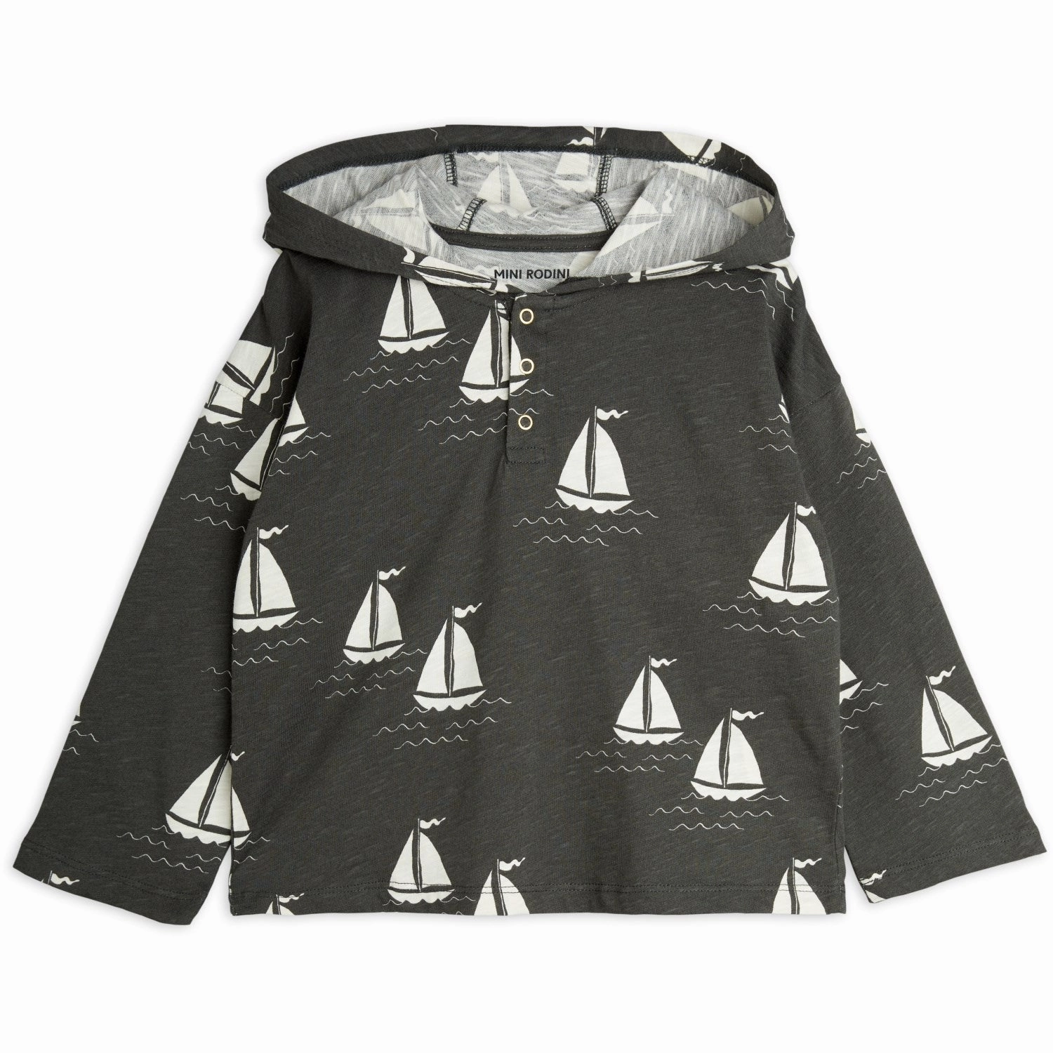 Festival Style Mini Rodini Grey Sailing Boats AOP Hoodie