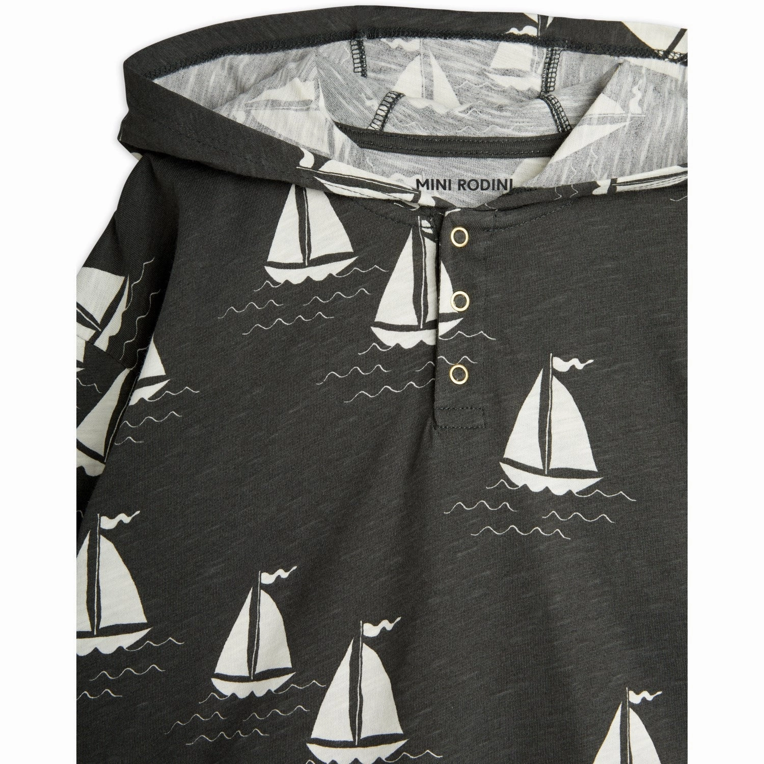 Ibex like Outdoor Comfort Mini Rodini Grey Sailing Boats AOP Hoodie