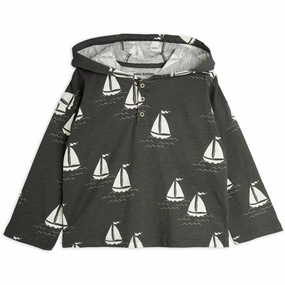 Festival Style Mini Rodini Grey Sailing Boats AOP Hoodie
