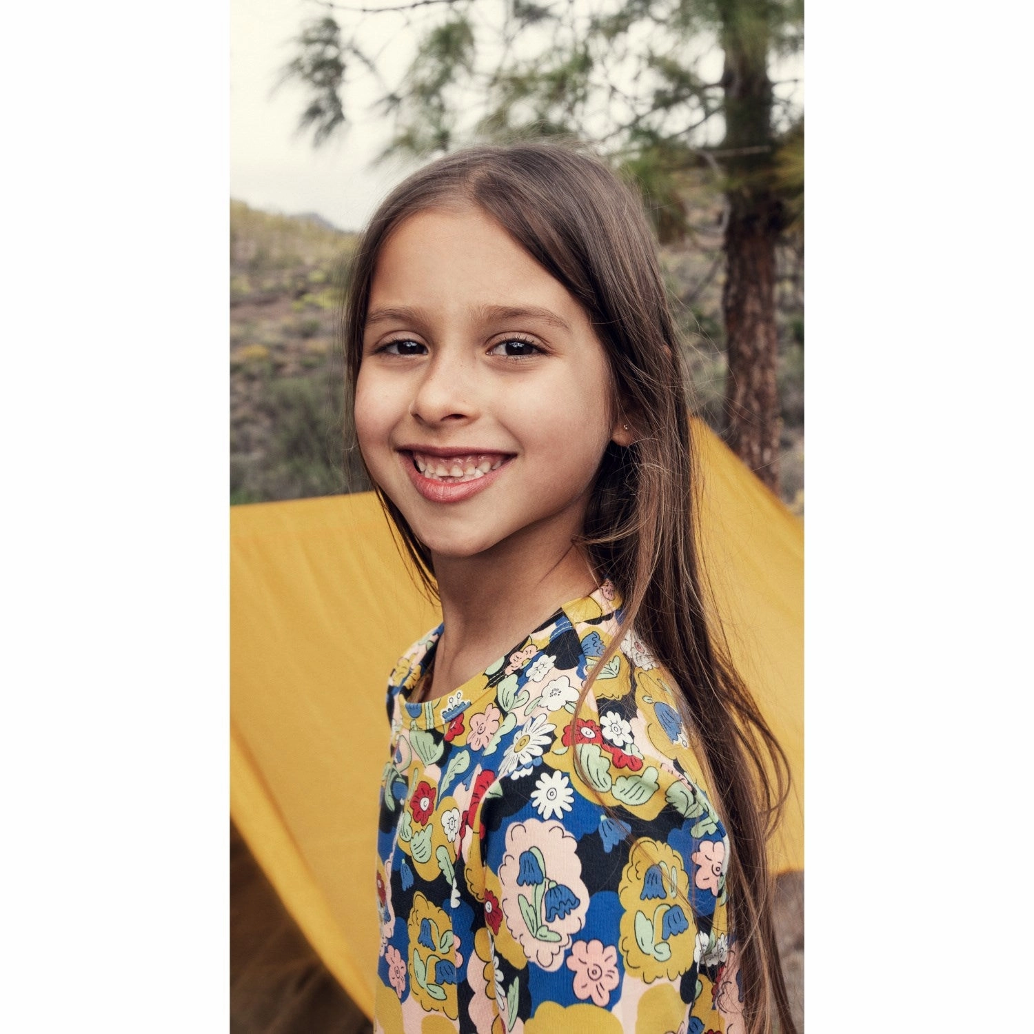 Ribbed Collar Design Mini Rodini Multi Flowers AOP Ss Tee