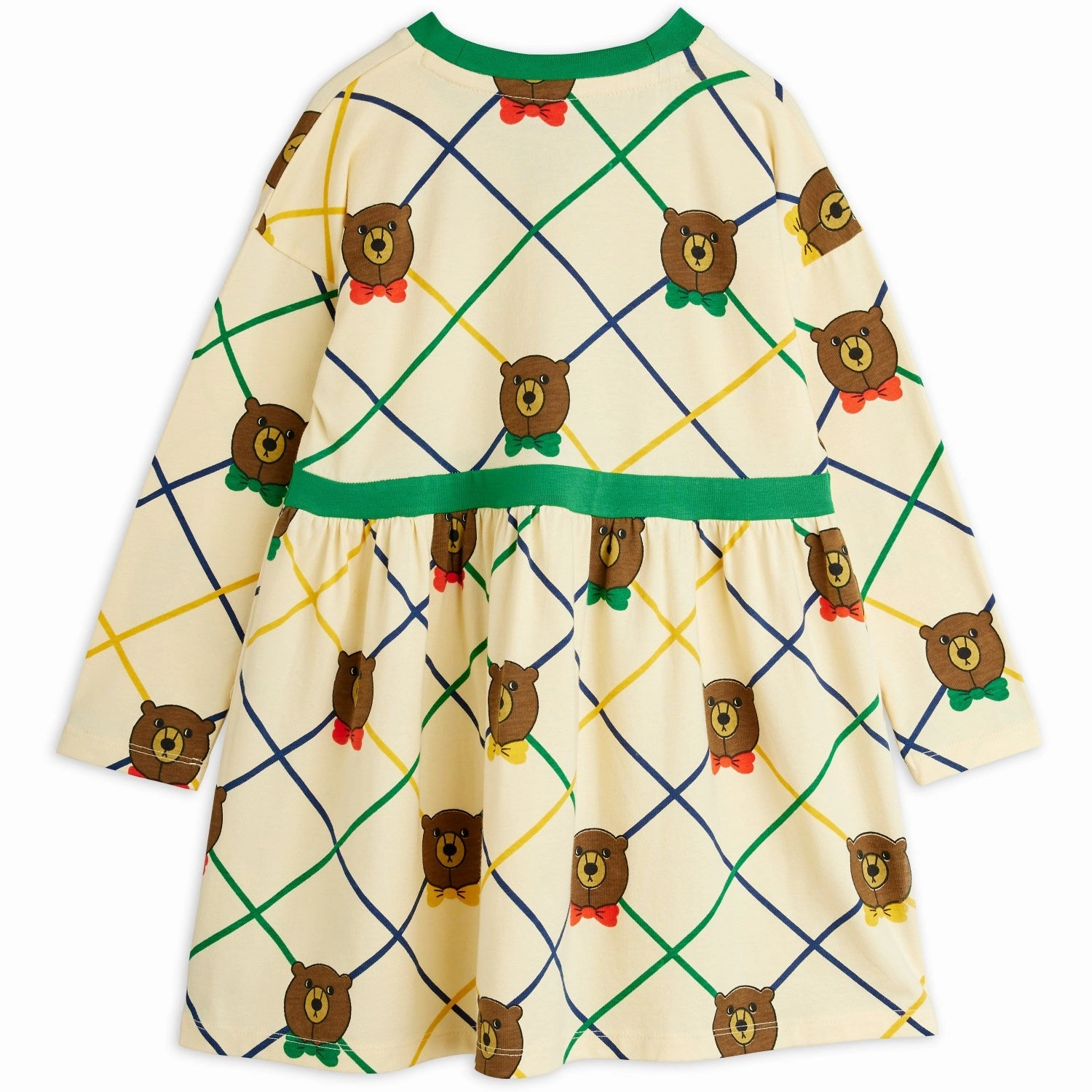 Mini Rodini Off-white Bear Check AOP Ls Dress TearResistantFabric photo look