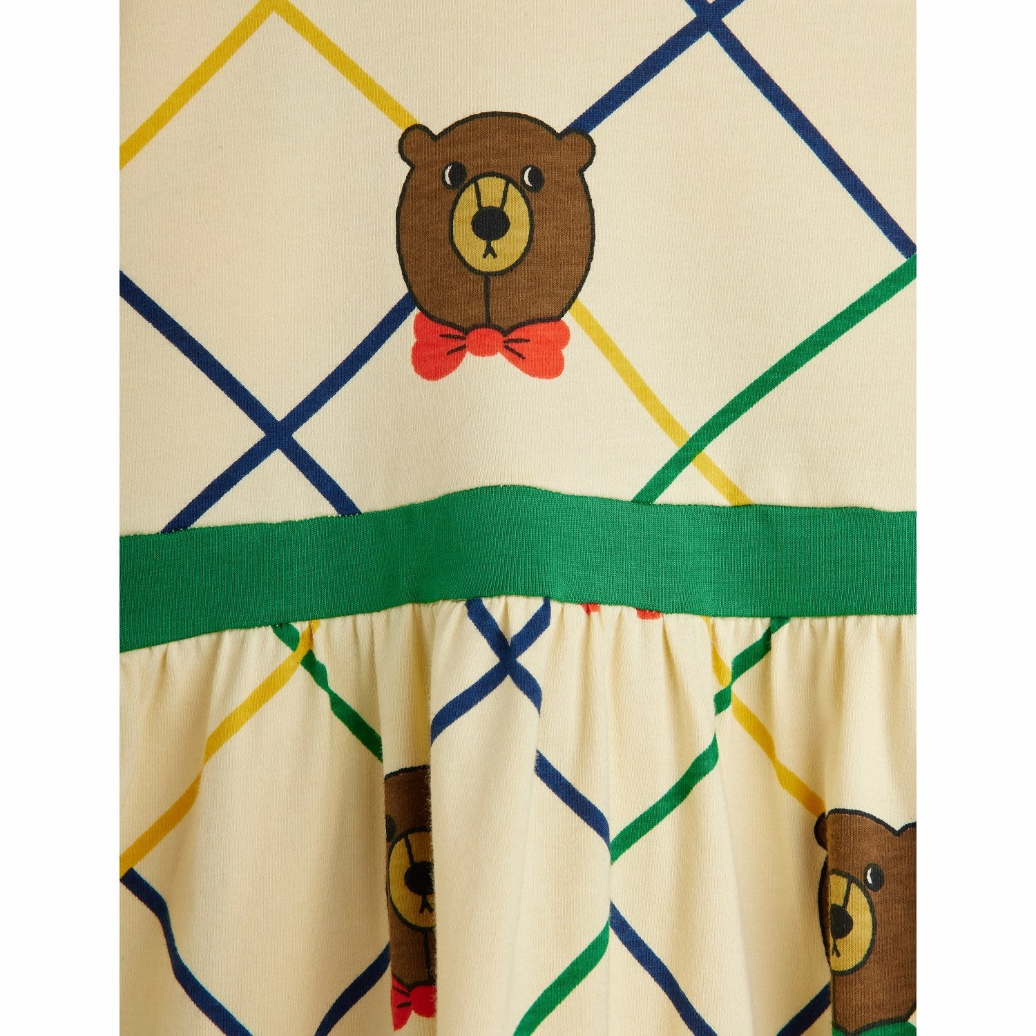 Mini Rodini Off-white Bear Check AOP Ls Dress London Edge