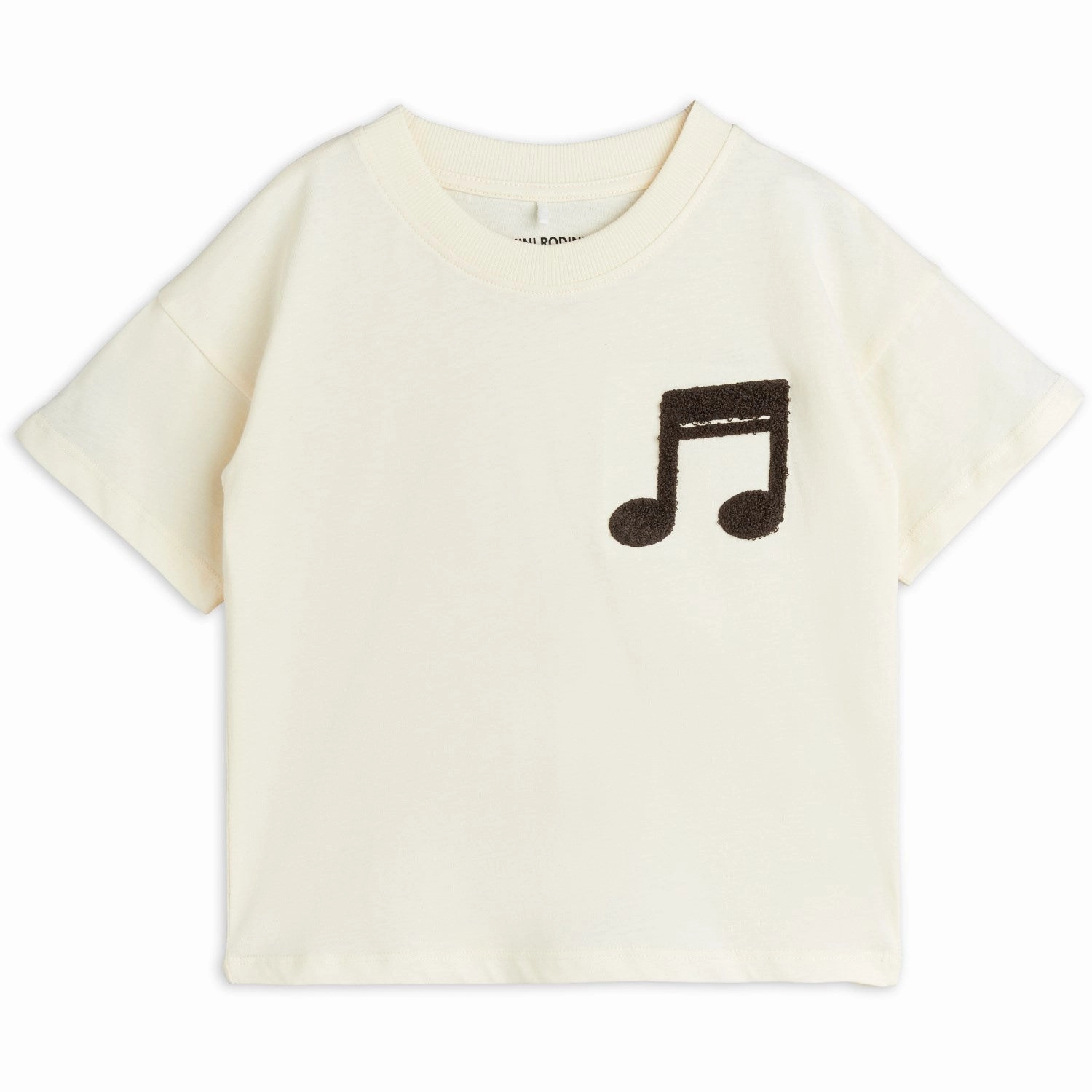 Flattering Shape Mini Rodini Offwhite Note Chenille T-Shirt