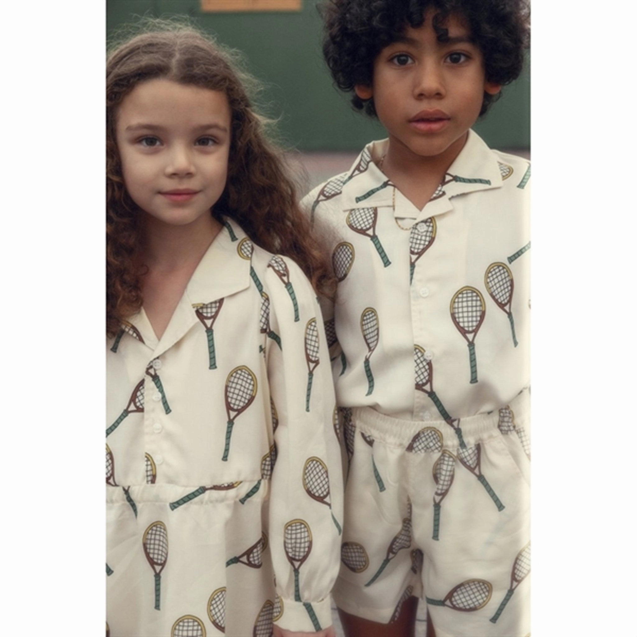 Mini Rodini Offwhite Tennis Aop Woven Dress Office Classic Subtle Lines