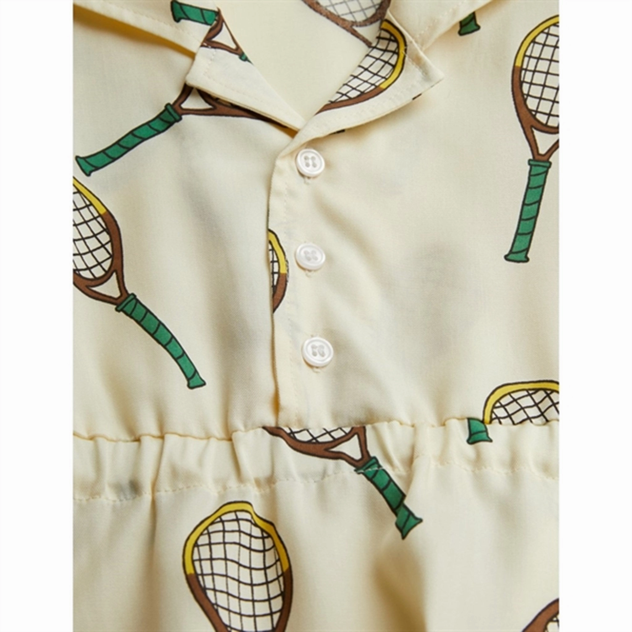 WrinkleResistantFinish Mini Rodini Offwhite Tennis Aop Woven Dress