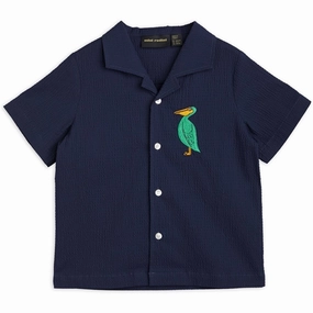 Mini Rodini Pelican Woven Shirt Blue Rooftop Bar