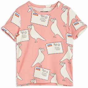in demand Travel convenience Mini Rodini Pigeons Tencel Aop T-shirt Pink