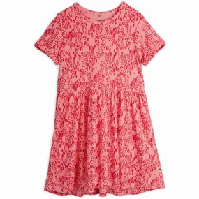 Mini Rodini Pink Mini Leopard AOP Dress Sleek and Flattering Flowy-Shape