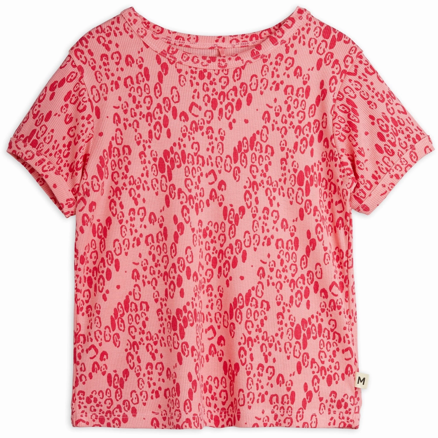 Mini Rodini Pink Mini Leopard AOP Ss Tee Durable Knit Structure Basic Layering