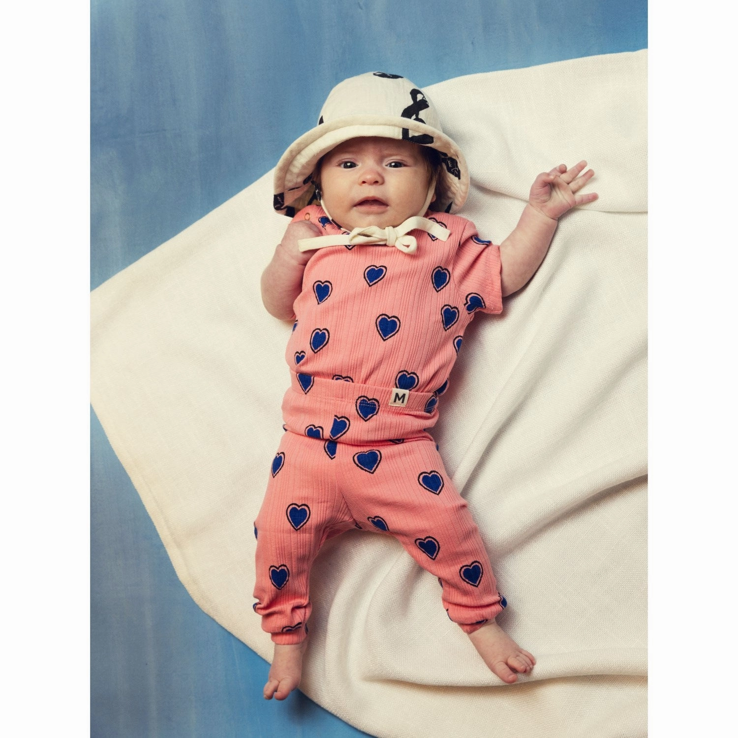 Mini Rodini Pink Outlined Hearts AOP T-Shirt Long Sleeve