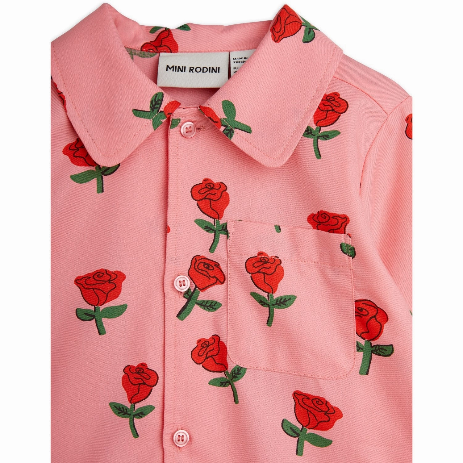 Mini Rodini Pink Roses AOP Woven Shirt Printed design