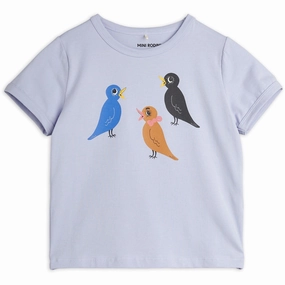 Business Meeting Classic Outfit Style Mini Rodini Purple Birds Sp Ss Tee