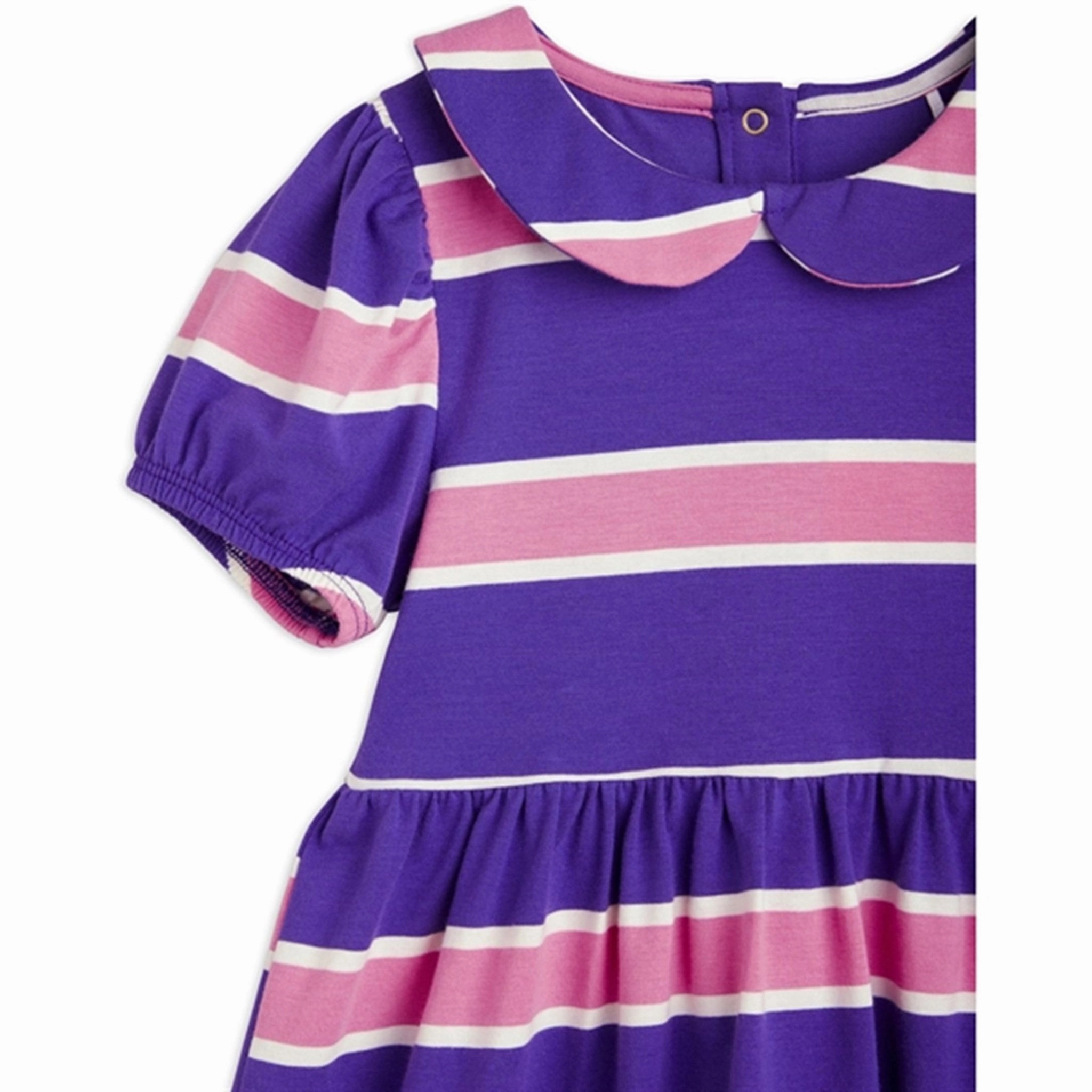 Minimal Form High-Neck Mini Rodini Purple Stripe Dress