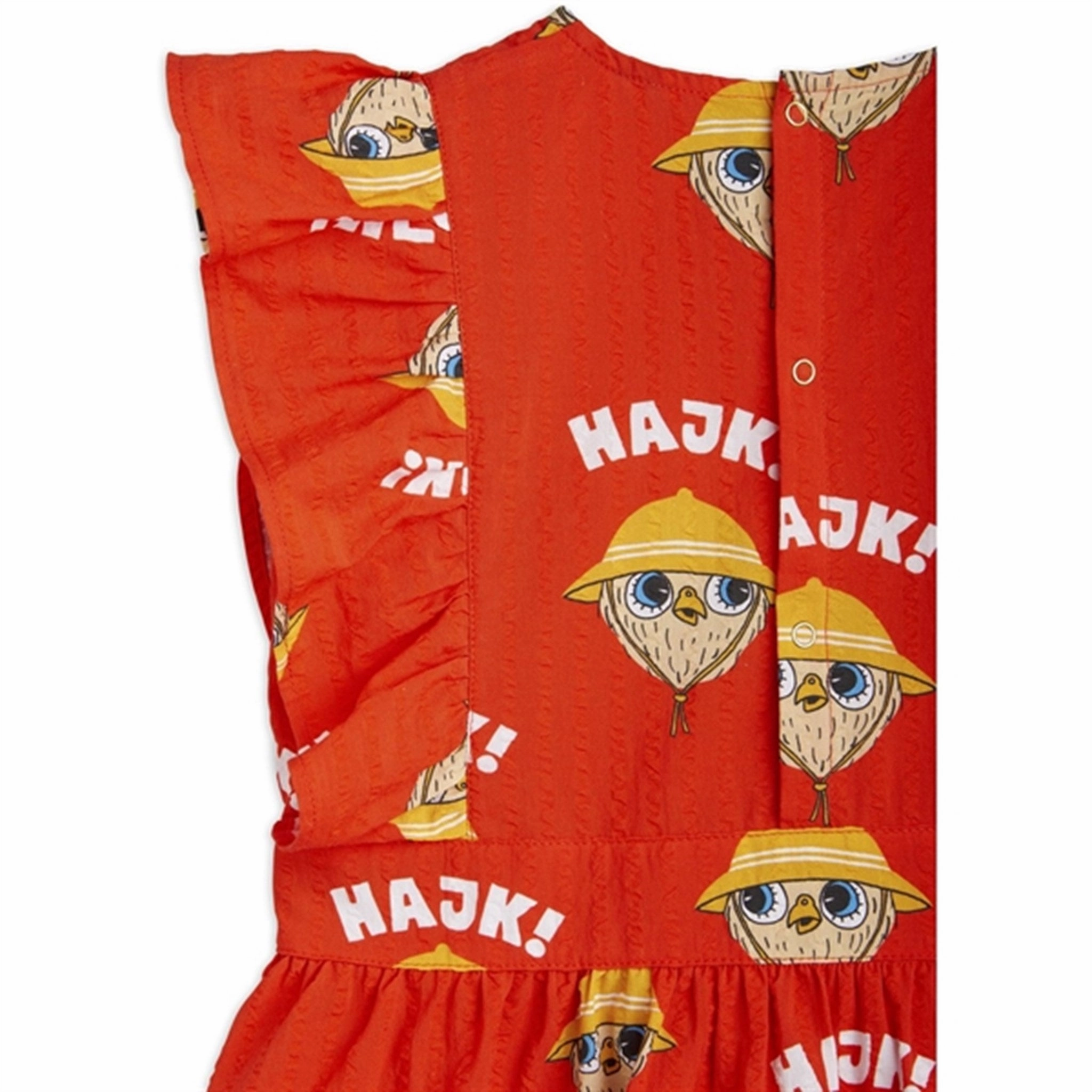 Mini Rodini Red Hike Aop Woven Ruffle Dress London Cool Sleek long-sleeve dress