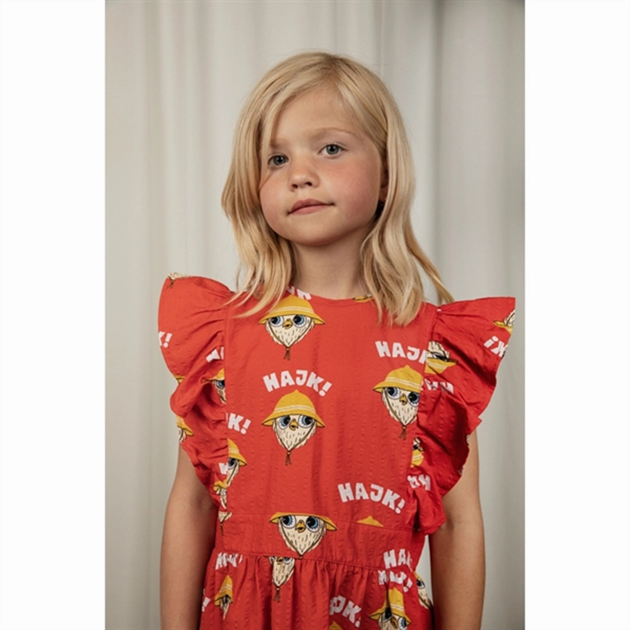 Mini Rodini Red Hike Aop Woven Ruffle Dress Everyday Style