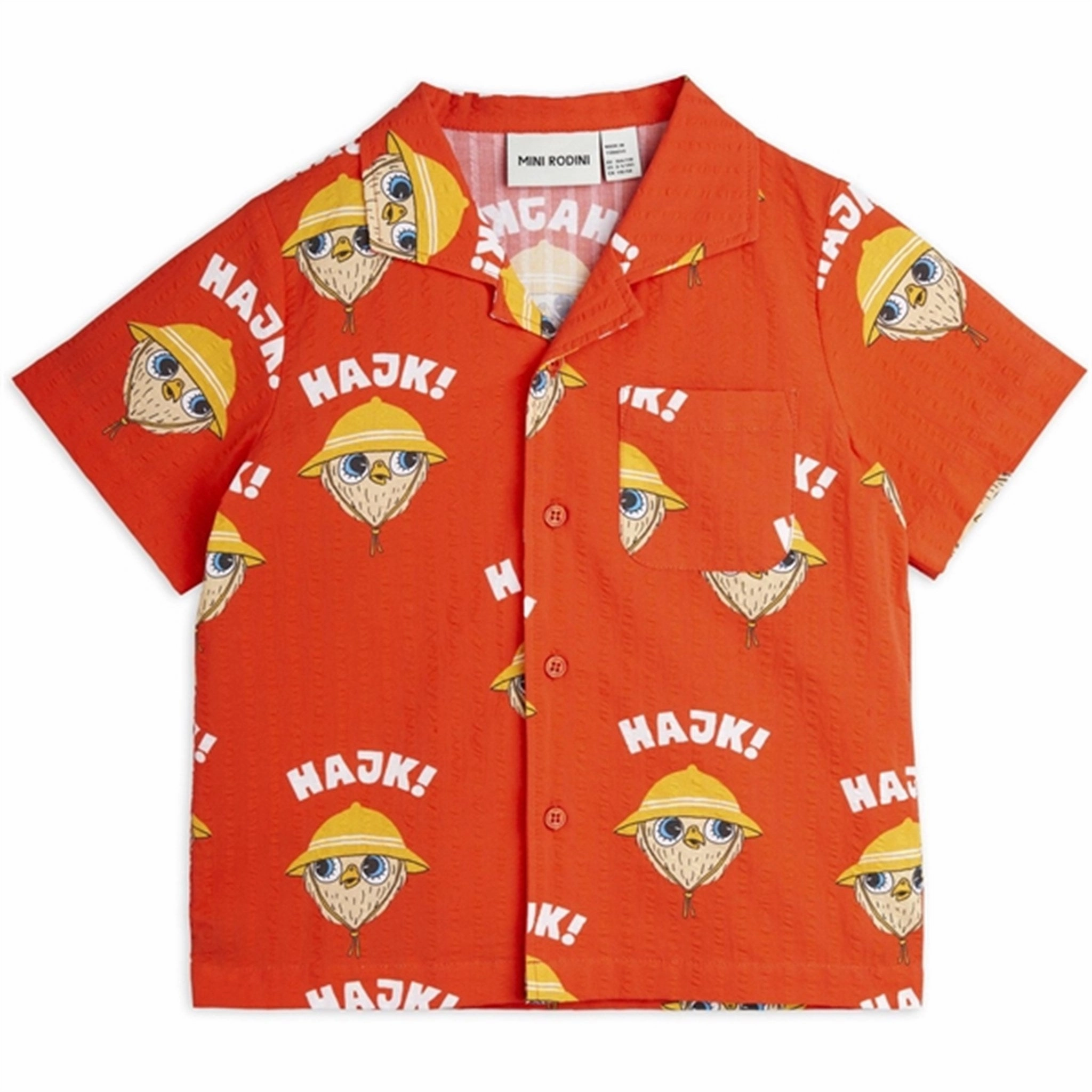 Soft Stretch Collar Flatlock stitching Mini Rodini Red Hike Aop Woven T-Shirt