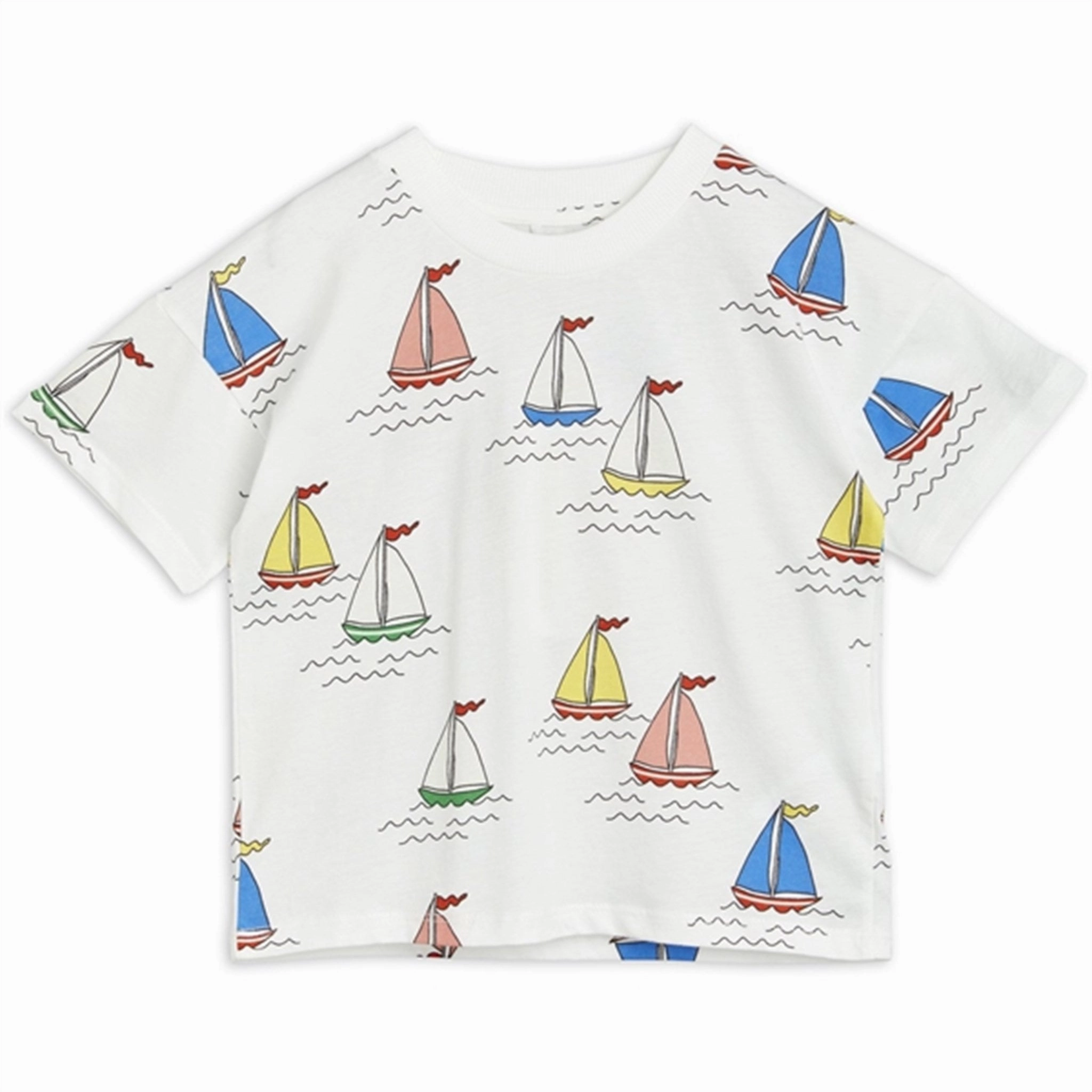 Animal print wildness easy to pair Mini Rodini Sailing Boats AOP T-shirt White