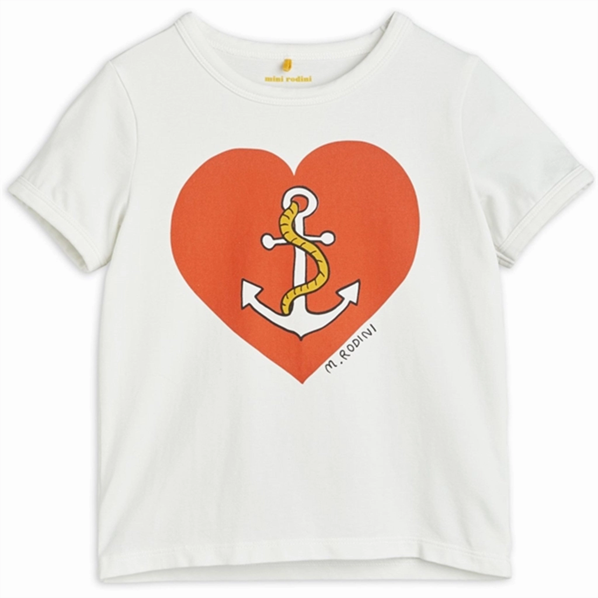 Yarn Dyed Stripes Reinforced Hemline Mini Rodini Sailors Heart T-shirt White