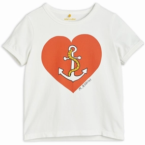 Yarn Dyed Stripes Reinforced Hemline Mini Rodini Sailors Heart T-shirt White