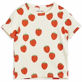 Simple Comfort Elderly clothing Mini Rodini Strawberries Aop T-shirt Offwhite