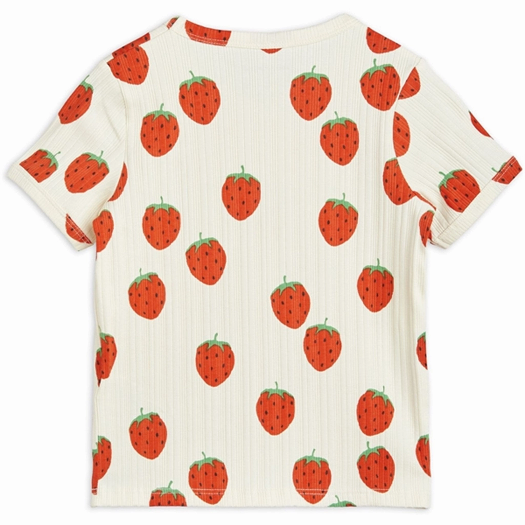 Cool and Relaxed Lightweight Fashion Mini Rodini Strawberries Aop T-shirt Offwhite