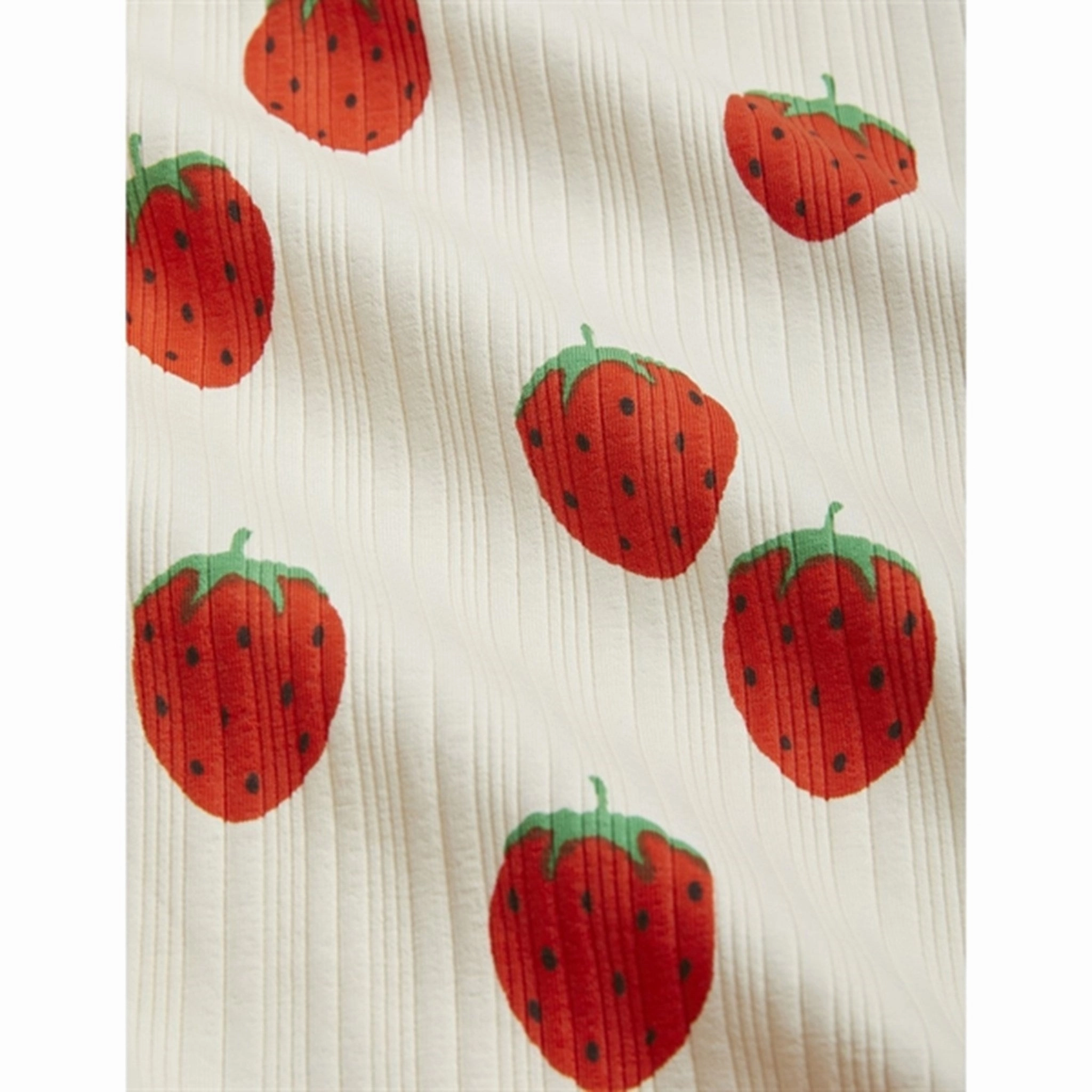 Mini Rodini Strawberries Aop Trumpet T-shirt Offwhite Easy Layering