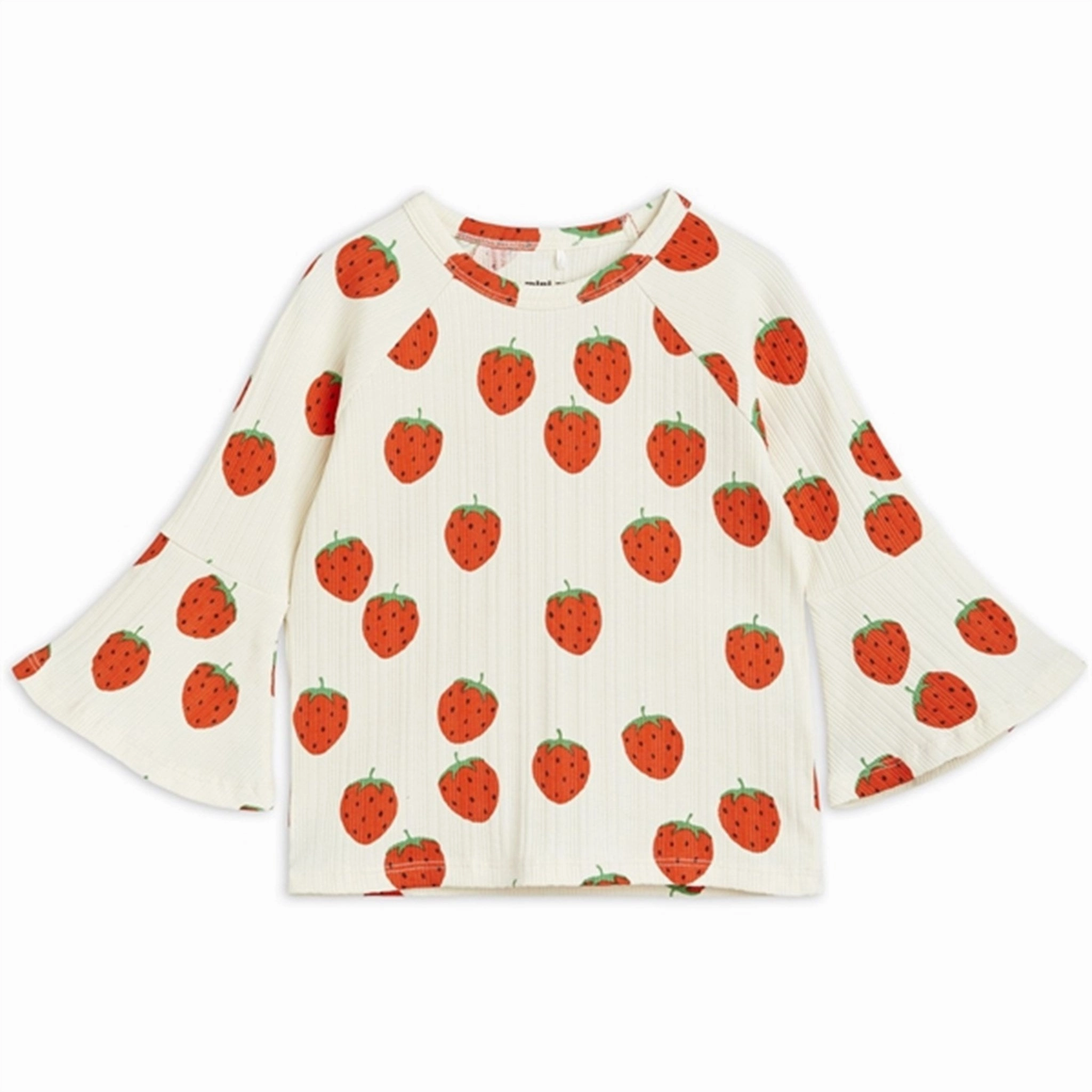 Mini Rodini Strawberries Aop Trumpet T-shirt Offwhite Versatile Style