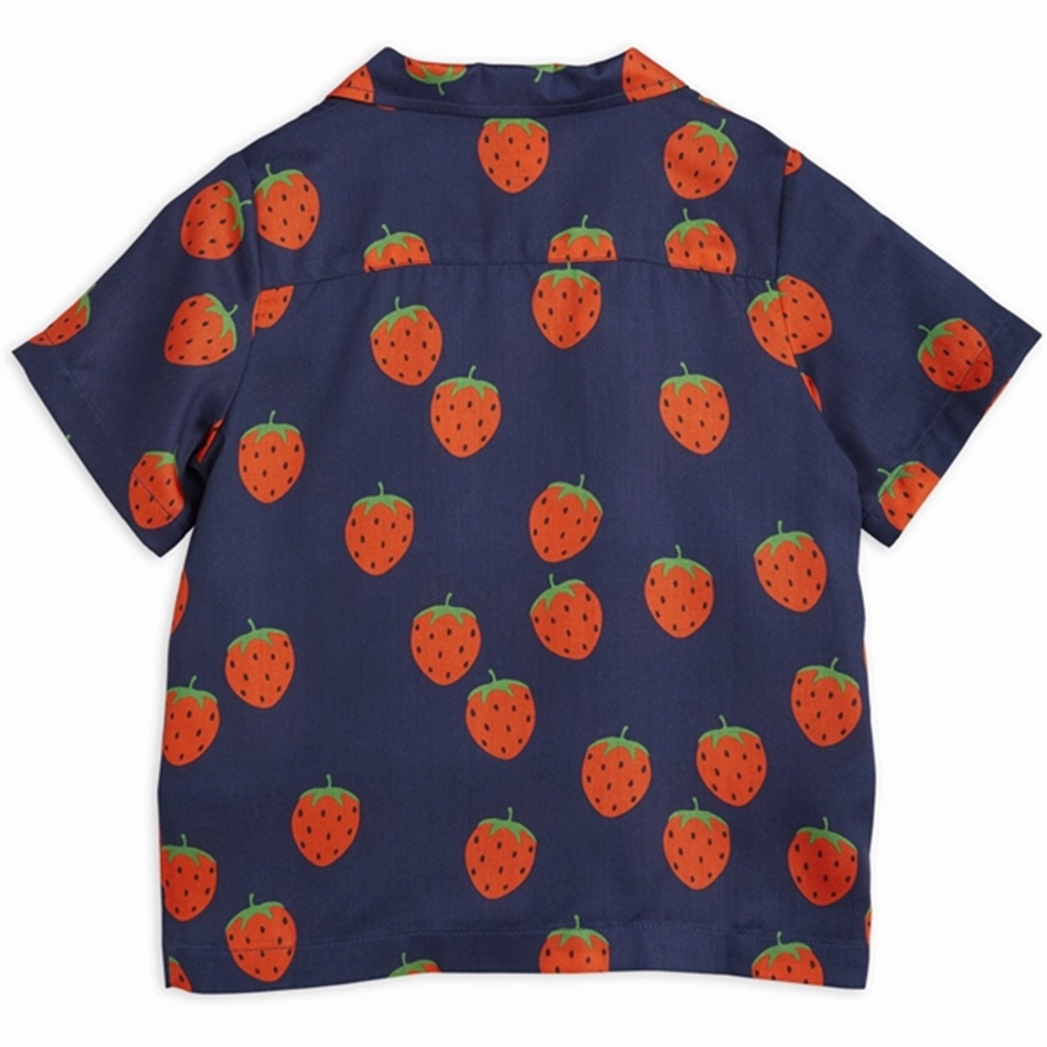 Mini Rodini Strawberries Aop Woven Shirt Blue Pre Shrunk Cotton Blend