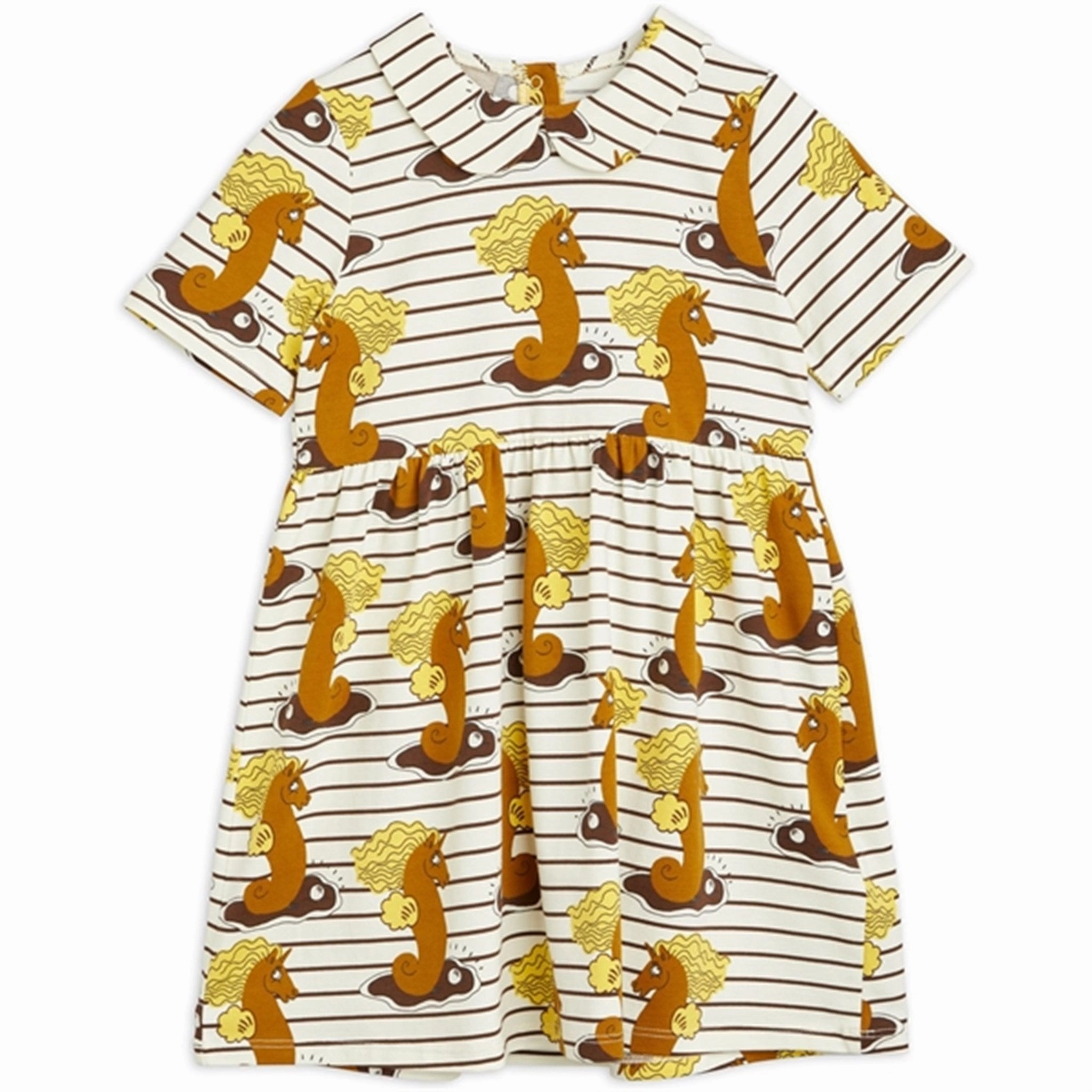 Mini Rodini Unicorn Seahorse AOP Dress Brown Happy Glow