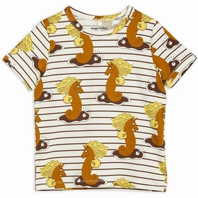 Mini Rodini Unicorn Seahorse AOP T-shirt Brown Timeless and Chic
