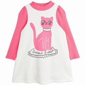 Mini Rodini White Cat Sp Dress Tailored Comfort