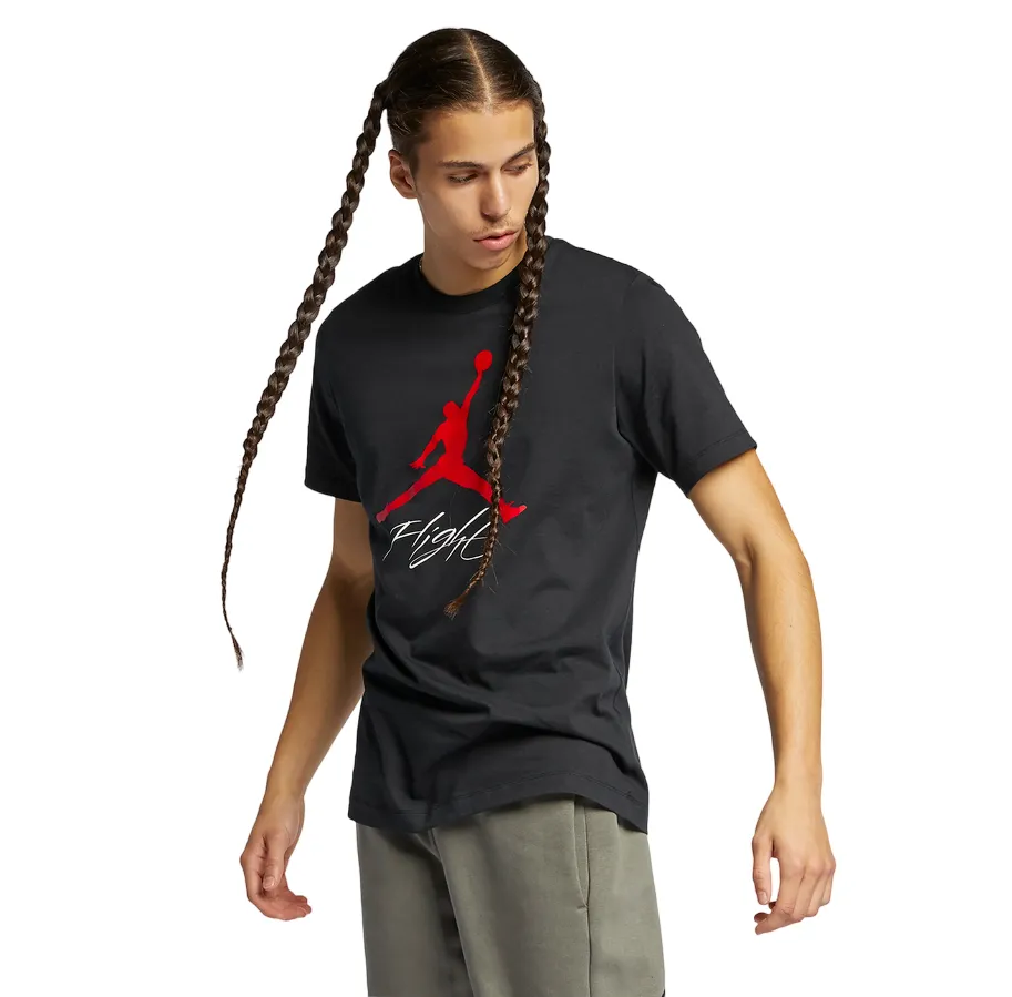 Sporty Fashion Tubular Knit Structure Jordan maglietta manica corta da uomo Jumpman Flight AO0664-101 nero
