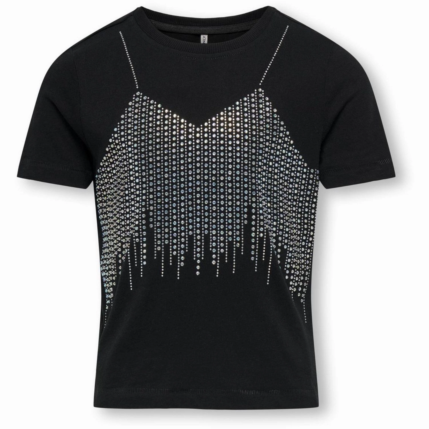 kids ONLY Black Rhinestones Rainbow Carlie Life T-Shirt Breathable knit