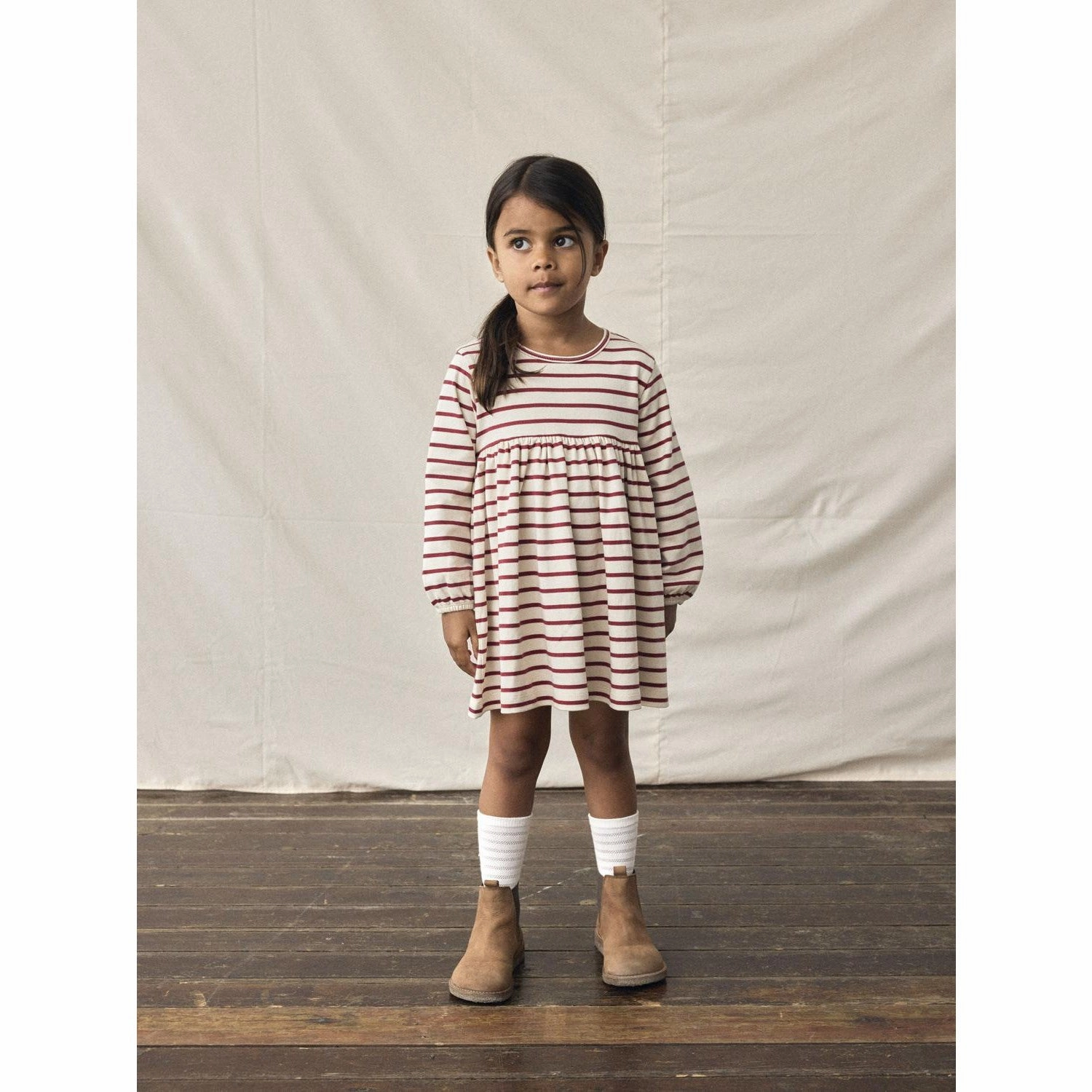 Comfortable and Fashionable Lil'Atelier Turtledove Red Dahlia Nmflimia Ls Loose Dress Lil