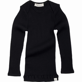 Minimalisma Wool Aspen Blouse Black Smooth Texture Sweat-Absorbing