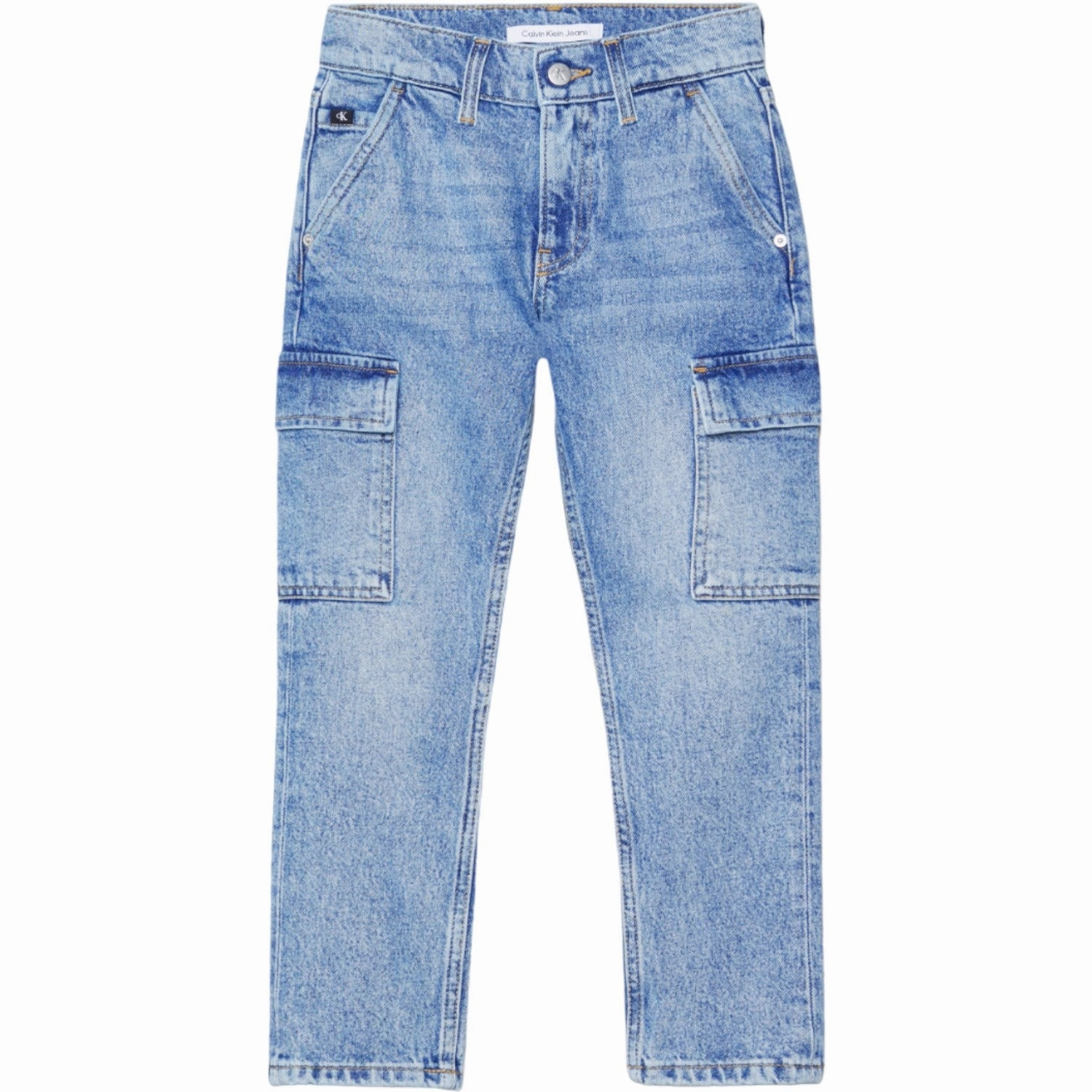 Calvin Klein Dad Denim Jeans Iconic Mid Blue Minimalist Styling Circular Knit Construction