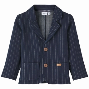 Tailored Layering Business Attire Name it Dark Sapphire Franklin Stripe Sweat Blazer