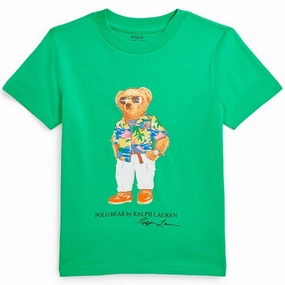 Polo Ralph Lauren Boy T-Shirt Bear Vineyard Green Holiday Style Trend
