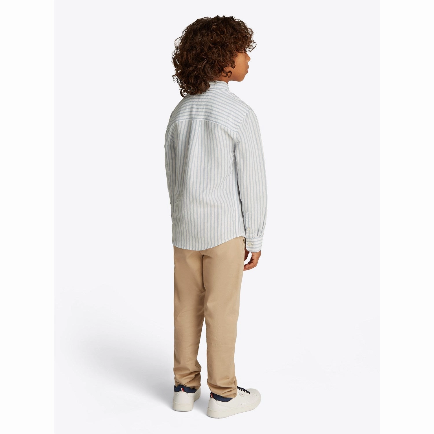 Tommy Hilfiger Breezy Blue Stripe Linen Blend Striped Shirt LS Layered Look