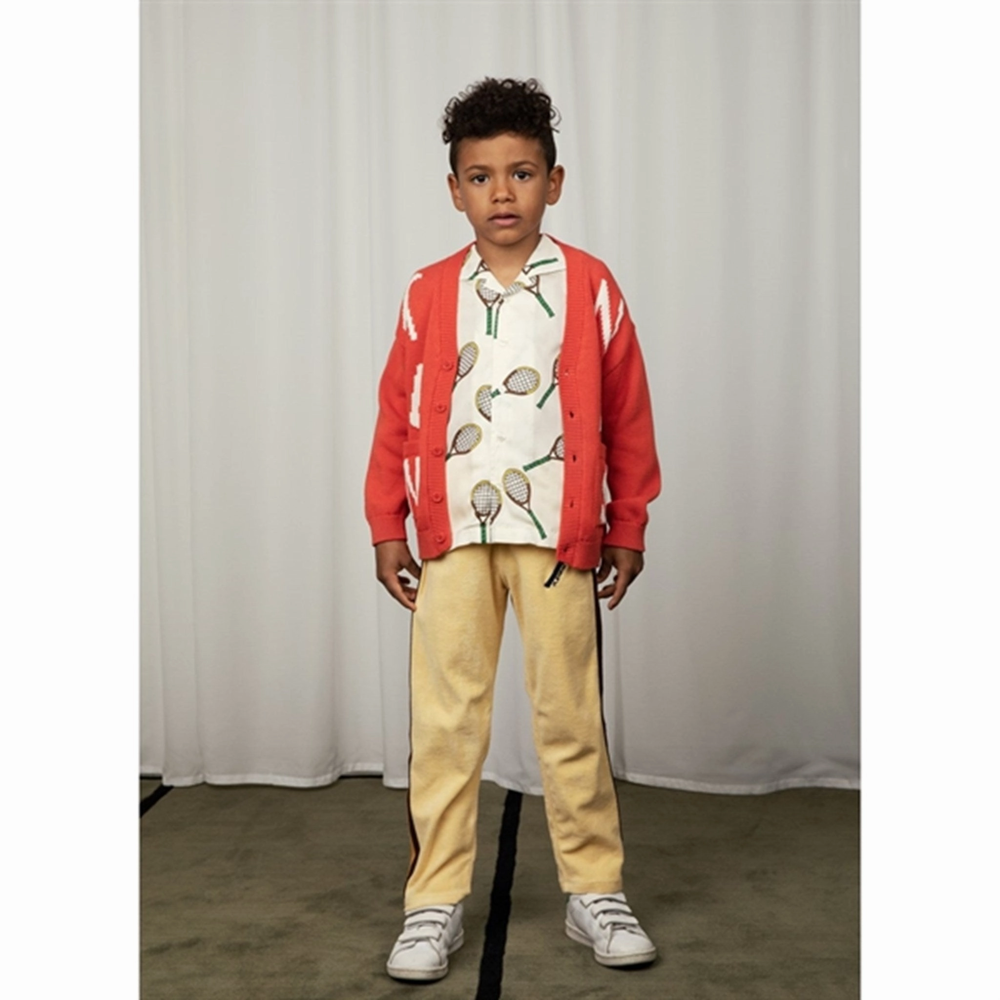 Mini Rodini Offwhite Tennis Aop Woven T-shirt Compact Fold Design Luxurious Feel