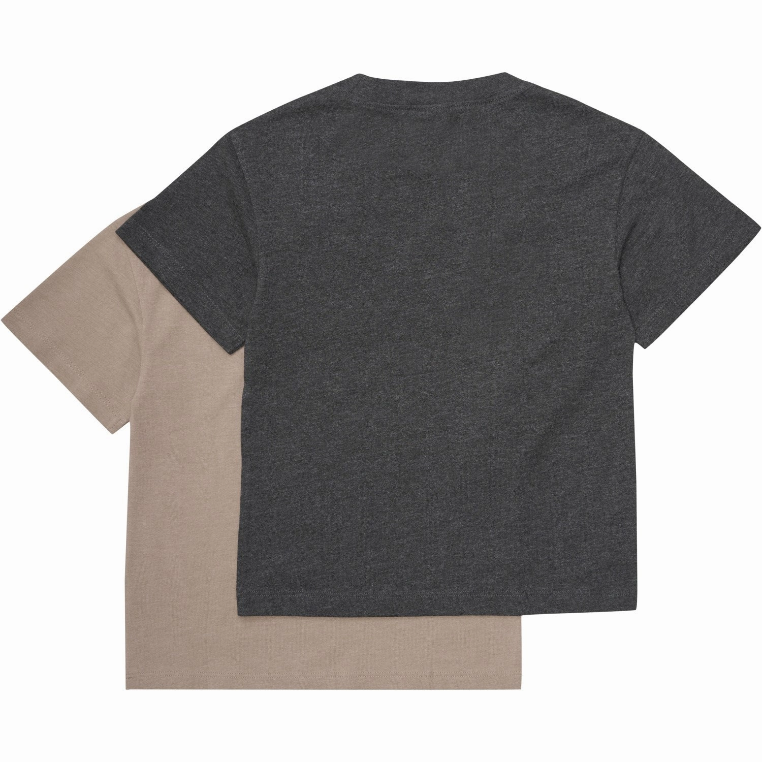 Layered Hem Detail Cozy and Soft Minymo Fossil T-Shirt Loose Fit 2-Pack