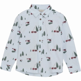 Minymo Ice Water Shirt AOP Non Static Finish Linen blend