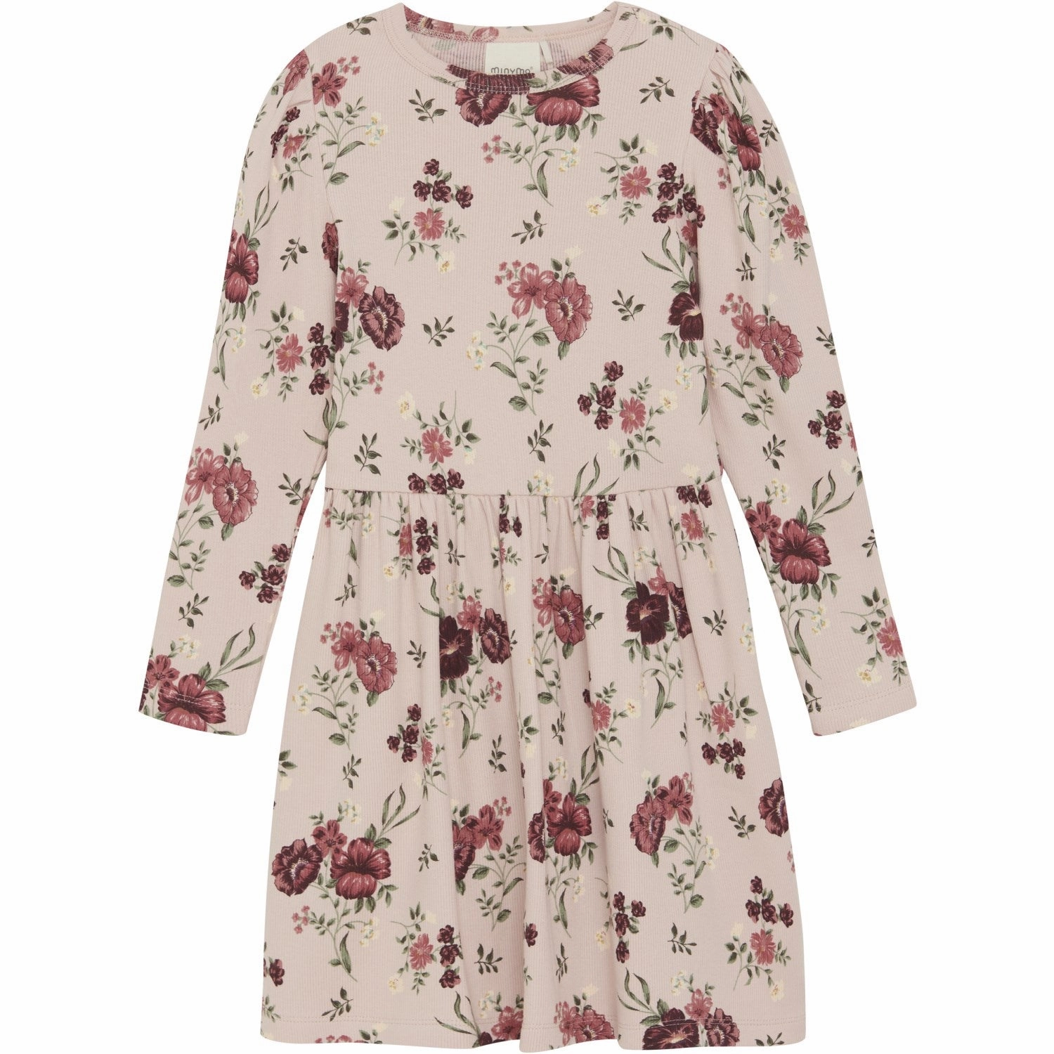 Chic and Cozy Wear Minymo Sepia Rose Dress AOP Rib