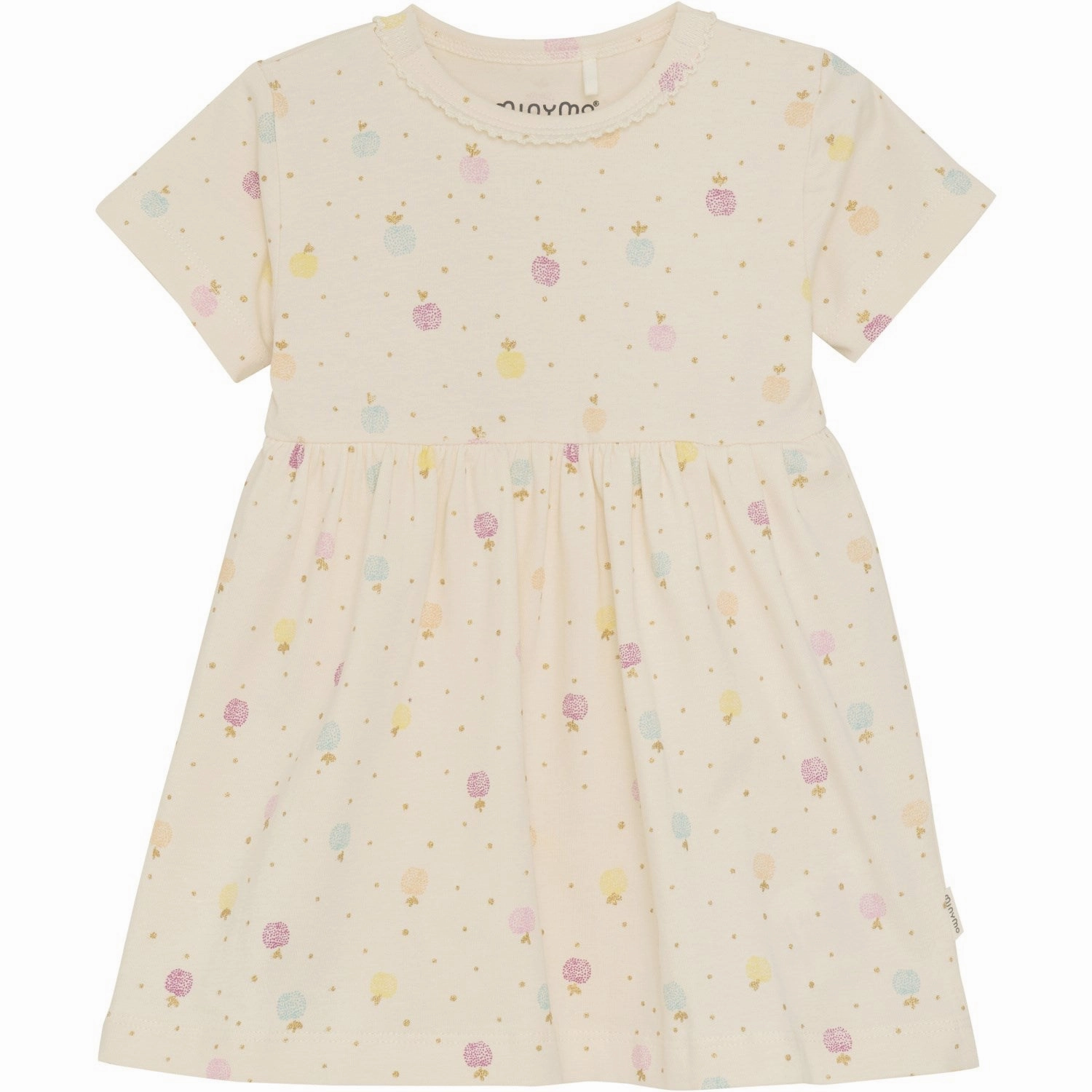 Minymo White Swan Body Dress AOP Clean Comfort Glossy Detail