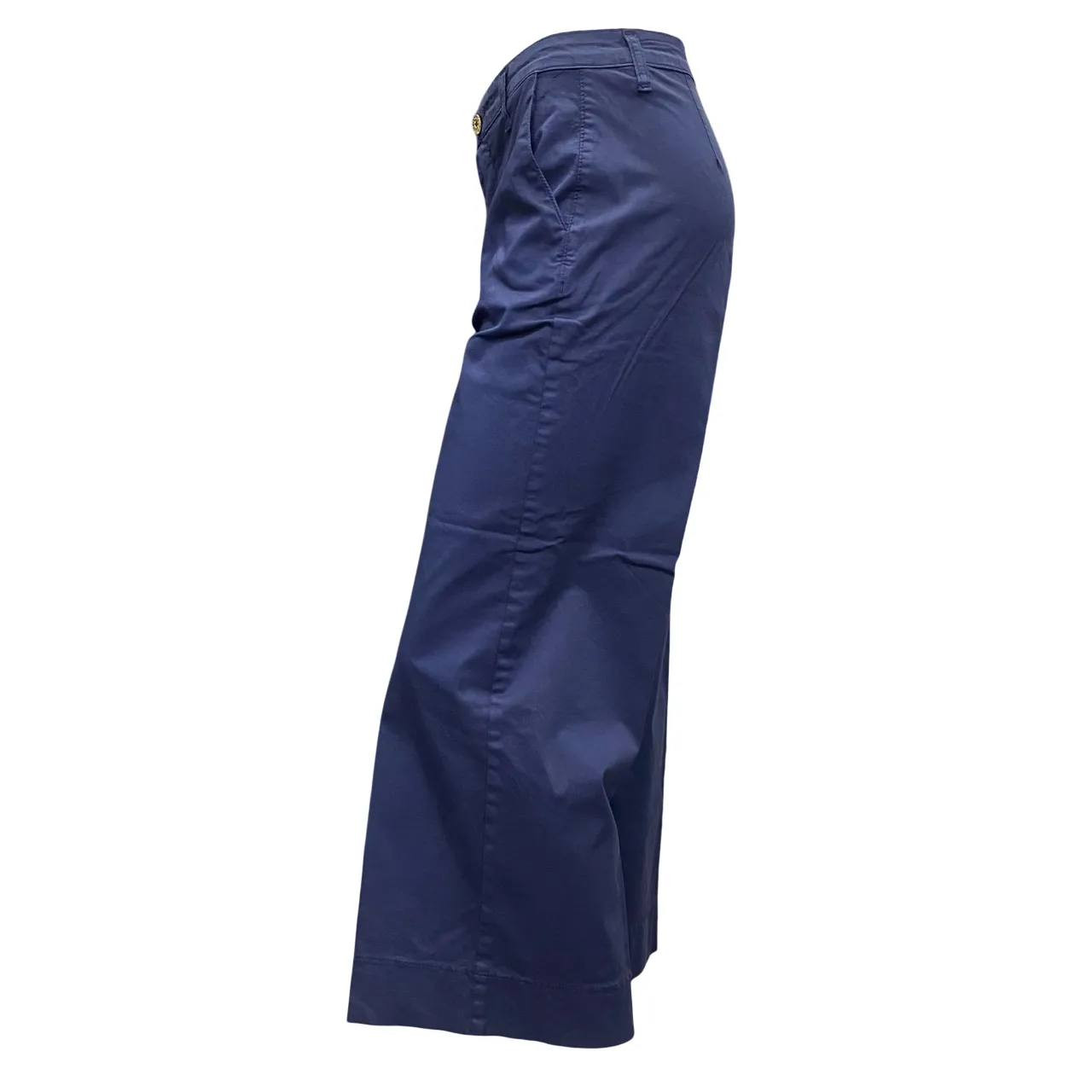 Caf??Noir pantalone culotte da donna in tinto capo c7JP0226 B020 blu Long Use Flat Lock Seams