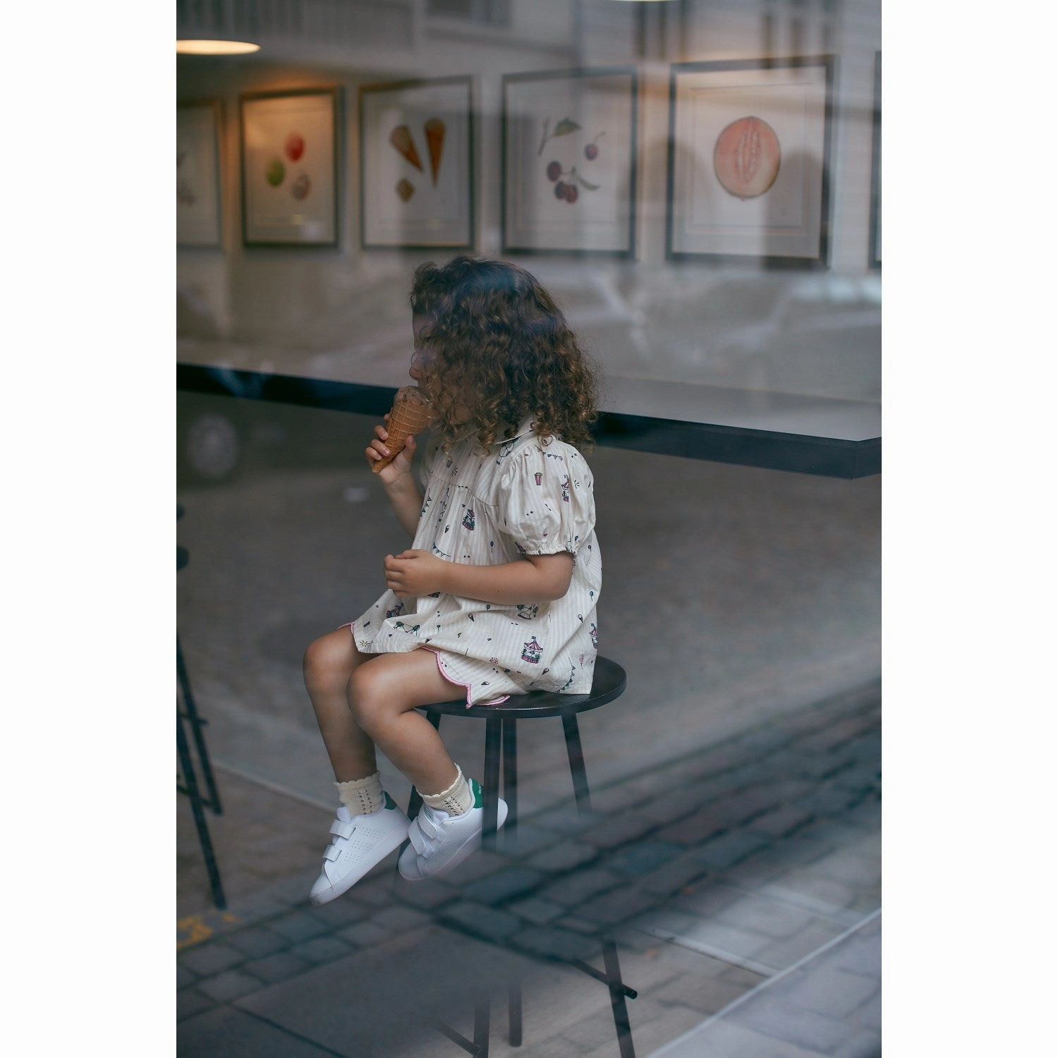 Copenhagen Colors Cream Tivoli Print Printed Blouse W. Collar Comfortable Fabric