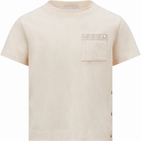 Moncler Cream T-Shirt Basic Piece Circular Knit Design