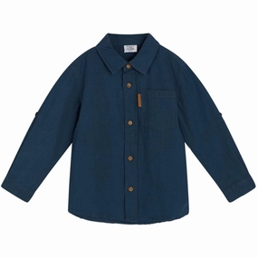 Quick Dry Technology Non Iron Hust & Claire Mini Rollo Shirt Blue Moon