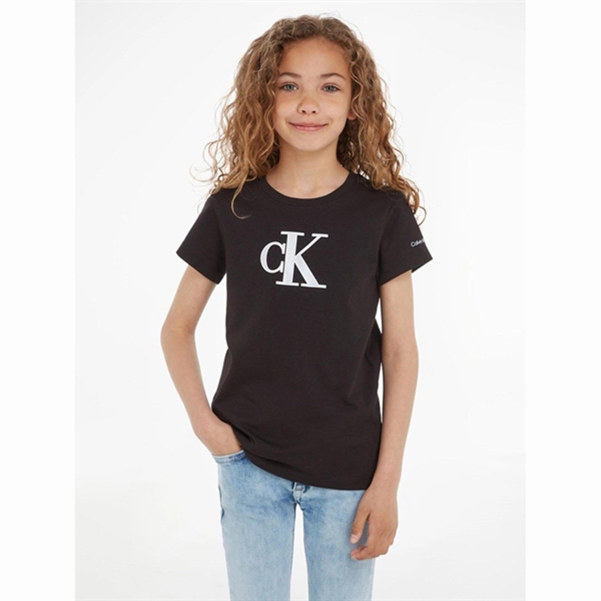 Calvin Klein Metallic Monogram Slim T-Shirt Ck Black ReinforcedHems Casual Comfort Layer