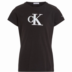 Calvin Klein Metallic Monogram Slim T-Shirt Ck Black Sporty Vibe DoubleStitched Seams
